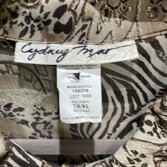 Cydney Mar Sheer Tunic Blouse, Browns with a Touch of Gold, XL, NWOT - Picture 7 of 8